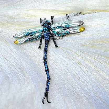 Jeweled Dragonfly Rhinestone Brooch / Necklace, Dual Use Jewelry, Nature Inspired Pendant, Unique Statement Accessory