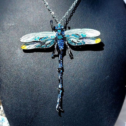 Jeweled Dragonfly Rhinestone Brooch / Necklace, Dual Use Jewelry, Nature Inspired Pendant, Unique Statement Accessory