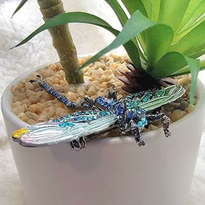 Jeweled Dragonfly Rhinestone Brooch / Necklace, Dual Use Jewelry, Nature Inspired Pendant, Unique Statement Accessory