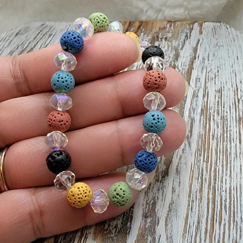 Bracelet en pierre de lave Harmony, bijoux en perles diffuseur, mode roche volcanique, bijoux bonne énergie, style bohème, accessoire de bien-être