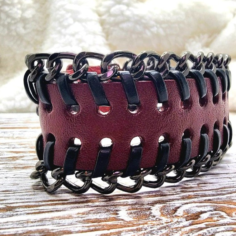 Men's Brown & Black Leather Wrist Cuff