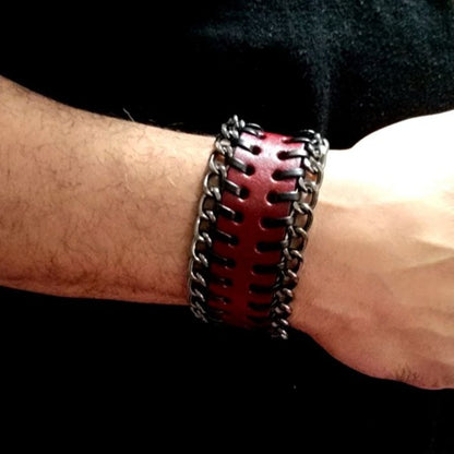 Men's Brown & Black Leather Wrist Cuff