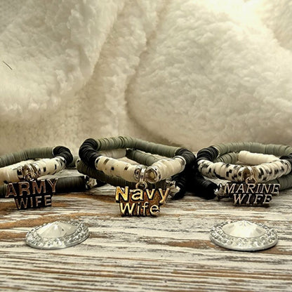 Military Service Remembrance Bracelets, Memorial Keepsake Heishi Wristlet