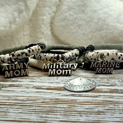 Military Service Remembrance Bracelets, Memorial Keepsake Heishi Wristlet