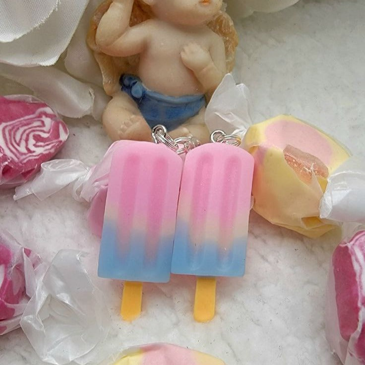 Pendiente de mini paleta, lindo diseño de helado, colgantes de gota divertidos, moda de verano vibrante, colgante de golosina, estilo juguetón, inspirado en la comida