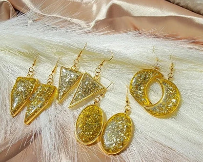 Pendientes de polvo de oro paparazzi, joyas de boda llamativas, gota geométrica, accesorio de estrella de cine, colgantes de oro brillante, joyas llamativas