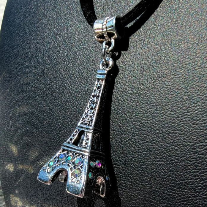 Eiffel Tower w/ Engraved "France" Necklace, Paris-Themed Romantic Jewelry