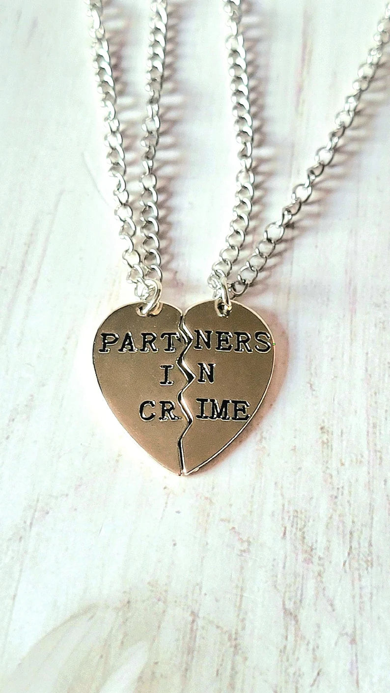 Partners in Crime Necklace, Best Friend Keepsake, Unbreakable Bond Jewelry, Sentimental Keepsake Gift, Unique Present for Best Friends