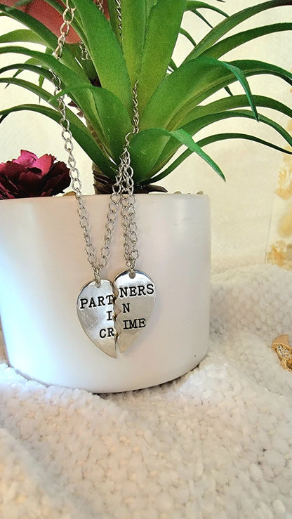 Partners in Crime Necklace, Best Friend Keepsake, Unbreakable Bond Jewelry, Sentimental Keepsake Gift, Unique Present for Best Friends