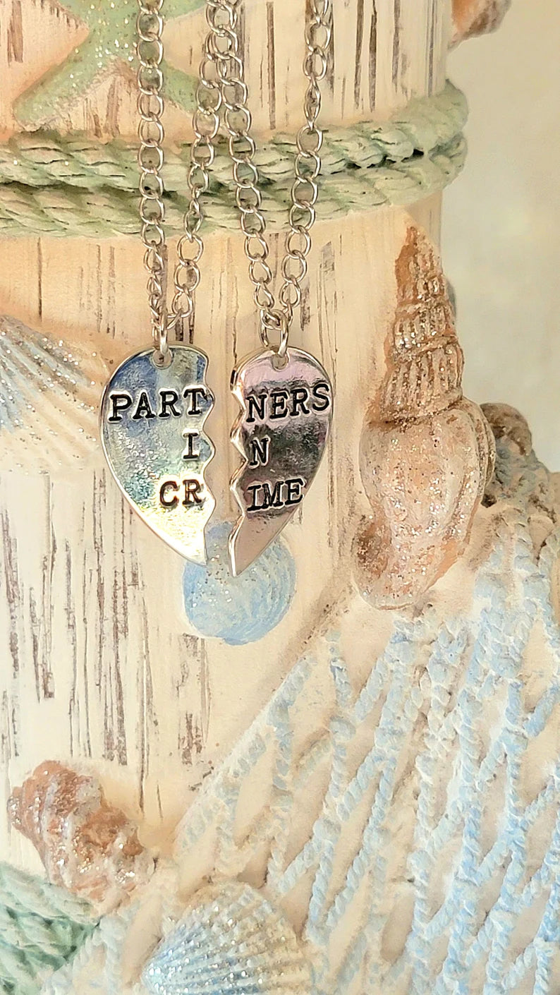 Partners in Crime Necklace, Best Friend Keepsake, Unbreakable Bond Jewelry, Sentimental Keepsake Gift, Unique Present for Best Friends