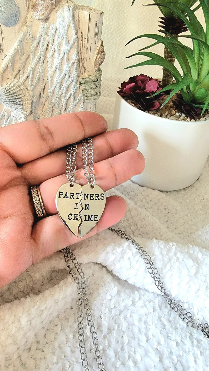 Partners in Crime Necklace, Best Friend Keepsake, Unbreakable Bond Jewelry, Sentimental Keepsake Gift, Unique Present for Best Friends