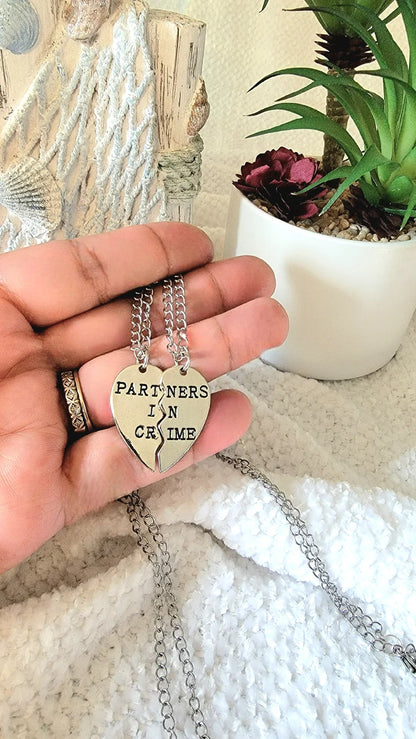 Partners in Crime Necklace, Best Friend Keepsake, Unbreakable Bond Jewelry, Sentimental Keepsake Gift, Unique Present for Best Friends