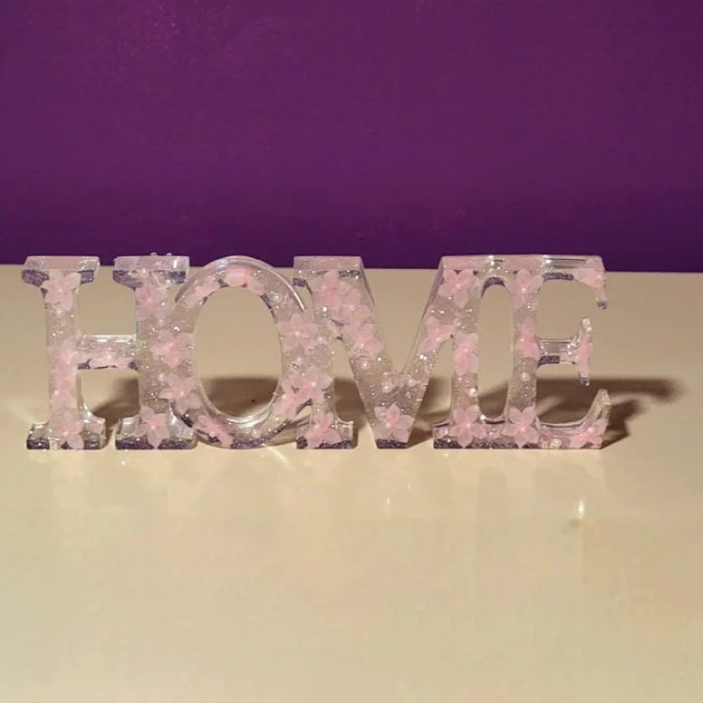 Pink Ribbons Home Sign, Modern Design Table Centerpieces, Whimsical Handcrafted Entry Sign