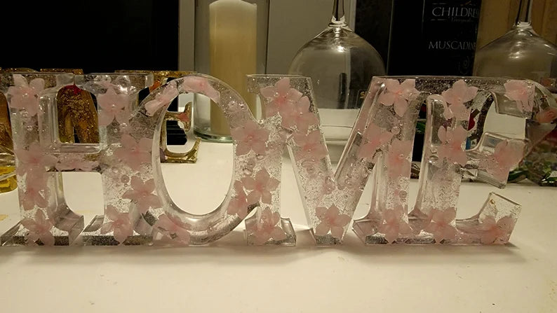 Pink Ribbons Home Sign, Modern Design Table Centerpieces, Whimsical Handcrafted Entry Sign