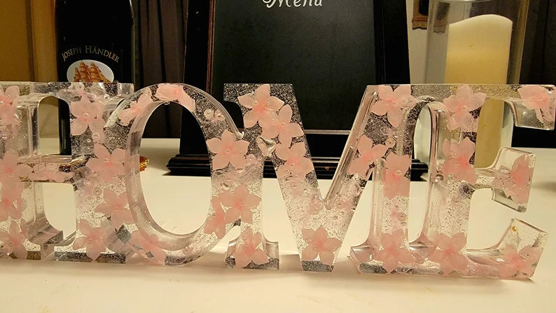 Pink Ribbons Home Sign, Modern Design Table Centerpieces, Whimsical Handcrafted Entry Sign