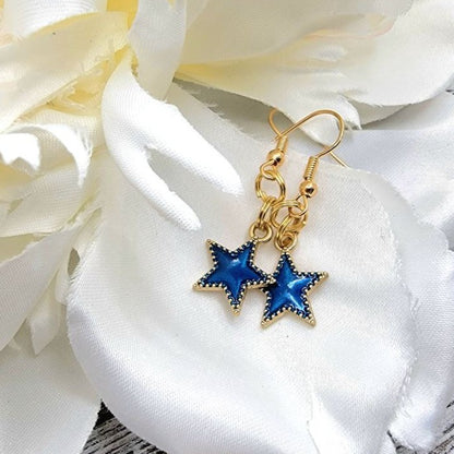 Planet & Stars Earrings, Small Dangle For Kids, Celestial Jewelry, Galaxy Fashion Pendant, Cosmic Accessory