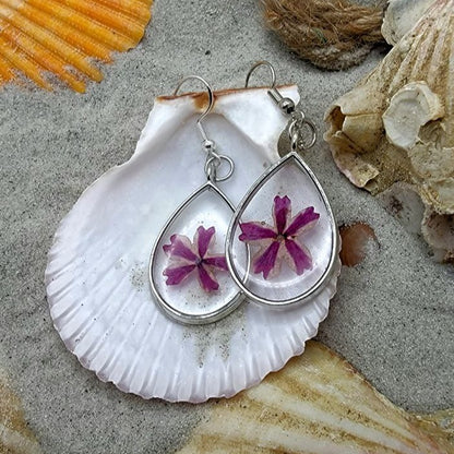 Purple Pansies Flower Drop Earring, Nature-Inspired Dangle, For Floral Enthusiast Statement Jewelry