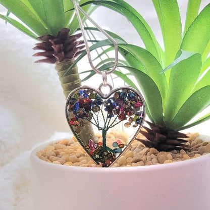 Tree of Life Within Heart-Shaped Frame Necklace, Fashionable Symbol of Natural Connection, Gorgeous & Classy Pendant, Vibrant Harmonious Jewelry