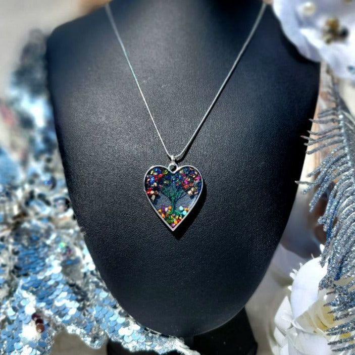 Tree of Life Within Heart-Shaped Frame Necklace, Fashionable Symbol of Natural Connection, Gorgeous & Classy Pendant, Vibrant Harmonious Jewelry