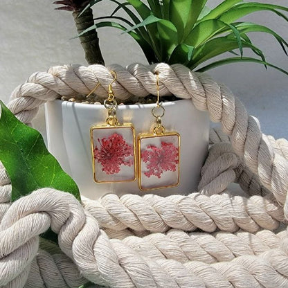 Red Baby's Breath Flower Earring, Spring to Fall Romantic Dangle, Nature-Inspired Jewelry