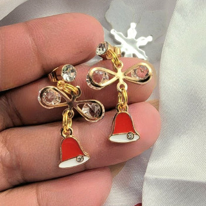 Boucles d’oreilles Red &amp; Gold Christmas Bells, Jingle Festive Fashion, Holiday Spirit Jewelry, Stocking Stuffers, Accessoire saisonnier tendance pour femmes