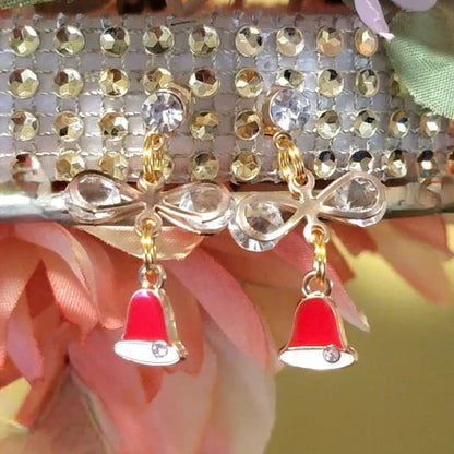 Pendientes de campanas de Navidad rojas y doradas, moda festiva Jingle, joyas de espíritu navideño, rellenos de medias, accesorio de temporada de moda para mujer