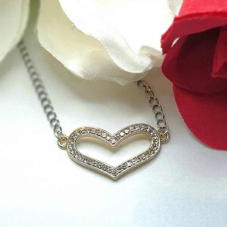 Timeless Love & Devotion Rhinestone Heart Necklace, Shining Love Emblem for Anniversaries, Romantic Gift for Special Occasions, Valentine's