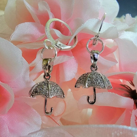 Rhinestone Umbrella Earring, Cute Dangle for Teen,  Miniature Parasol Accessory, Young Adult Gift