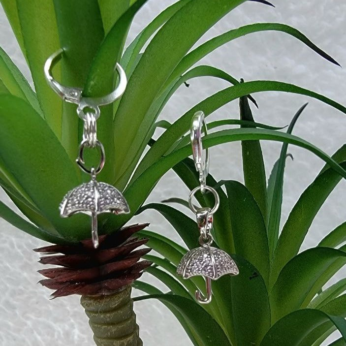 Rhinestone Umbrella Earring, Cute Dangle for Teen,  Miniature Parasol Accessory, Young Adult Gift