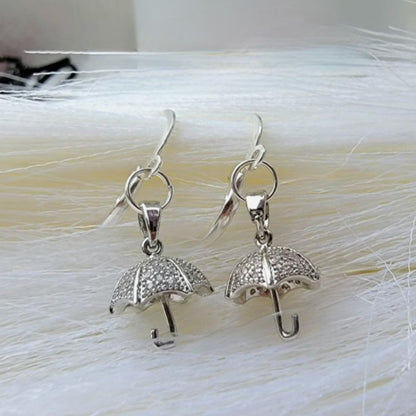 Rhinestone Umbrella Earring, Cute Dangle for Teen,  Miniature Parasol Accessory, Young Adult Gift