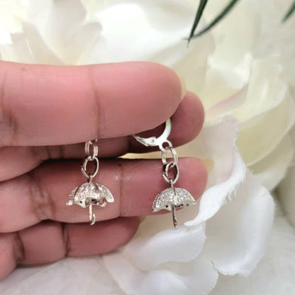 Rhinestone Umbrella Earring, Cute Dangle for Teen,  Miniature Parasol Accessory, Young Adult Gift