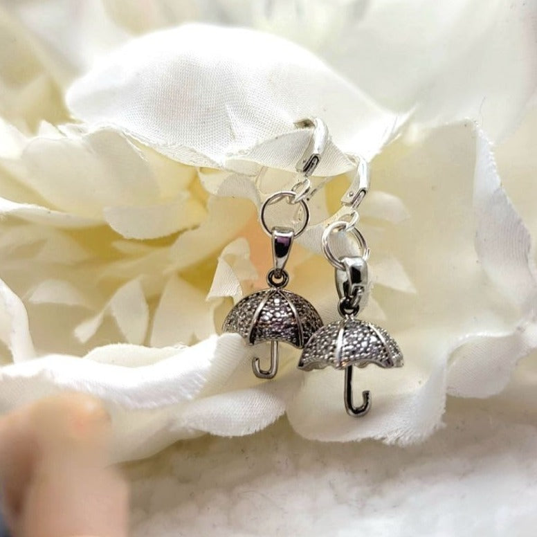 Rhinestone Umbrella Earring, Cute Dangle for Teen,  Miniature Parasol Accessory, Young Adult Gift