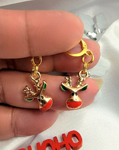 Rudolph Reindeer-Inspired Earring, Whimsical Christmas Character Pendant, Winter Fashion Jewelry