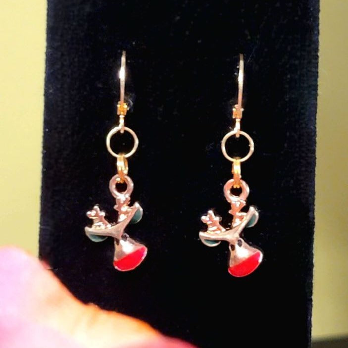 Rudolph Reindeer-Inspired Earring, Whimsical Christmas Character Pendant, Winter Fashion Jewelry