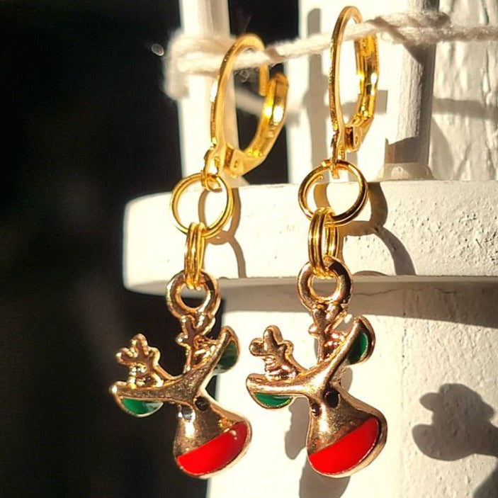 Rudolph Reindeer-Inspired Earring, Whimsical Christmas Character Pendant, Winter Fashion Jewelry