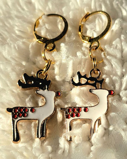 Whimsical Holiday Season Earrings, Rudolph the Red-Nosed Reindeer Dangle, Festive Christmas Pendant, Christmas Party Jewelry Essential