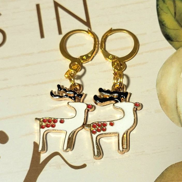 Whimsical Holiday Season Earrings, Rudolph the Red-Nosed Reindeer Dangle, Festive Christmas Pendant, Christmas Party Jewelry Essential