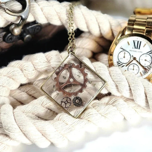 Intricate Rustic Wheel Gears Necklace, Women's Steampunk Jewelry, Men's Clockwork Pendant