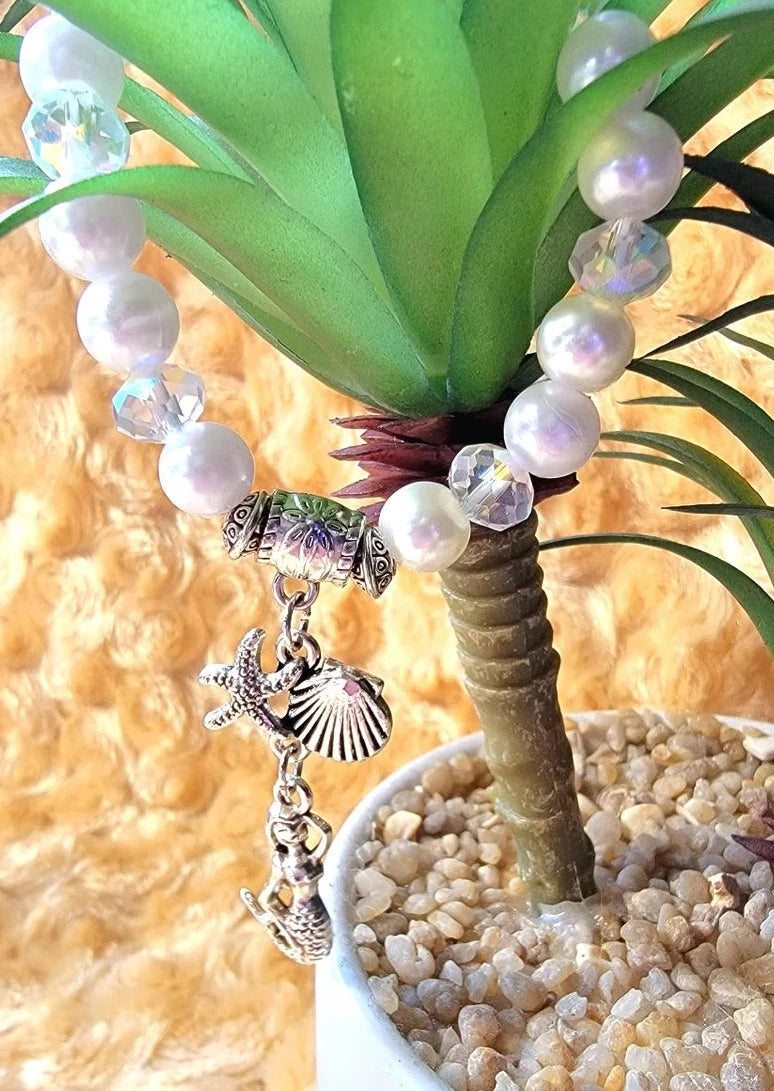 Mystical Marine Inspired Beaded Bracelet, Seahorse Wristlet, Mermaid Bracelet