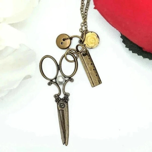 Seamstress Shears Necklace, Dressmaker Pendant