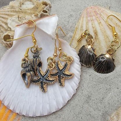 Boucle d’oreille mignonne de coquillage, bijoux de mariage de plage, bijoux nautiques uniques, accessoire de vie côtière, pendentif d’amoureux de plage, thème sous la mer