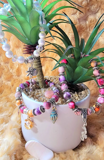 Joyería con cuentas de inspiración marina mística, colgante de caballito de mar, pulsera de sirena, amuleto de conchas marinas, joyería temática de playa, regalo para amantes del océano