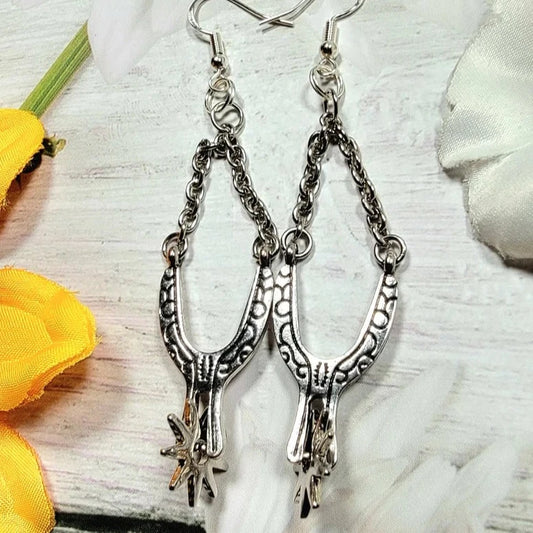 Western Boot Spur Designed Earrings, Rodeo-Ready Jewelry, Cowgirl Chic Accessory, Country Festival Dangle, Inspired by the Wild West