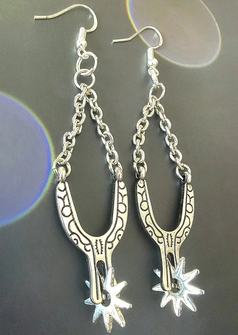 Western Boot Spur Designed Earrings, Rodeo-Ready Jewelry, Cowgirl Chic Accessory, Country Festival Dangle, Inspired by the Wild West