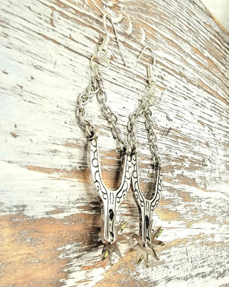 Western Boot Spur Designed Earrings, Rodeo-Ready Jewelry, Cowgirl Chic Accessory, Country Festival Dangle, Inspired by the Wild West