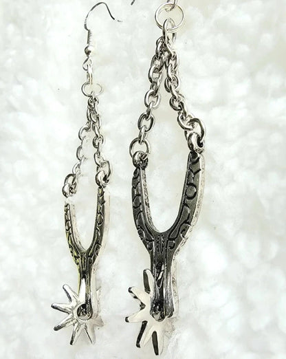 Western Boot Spur Designed Earrings, Rodeo-Ready Jewelry, Cowgirl Chic Accessory, Country Festival Dangle, Inspired by the Wild West