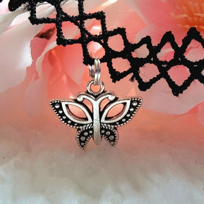 Silver Butterfly Choker, Small Pendant Necklace, Roaring 20's Design Pendant, Gatsby Style Jewelry