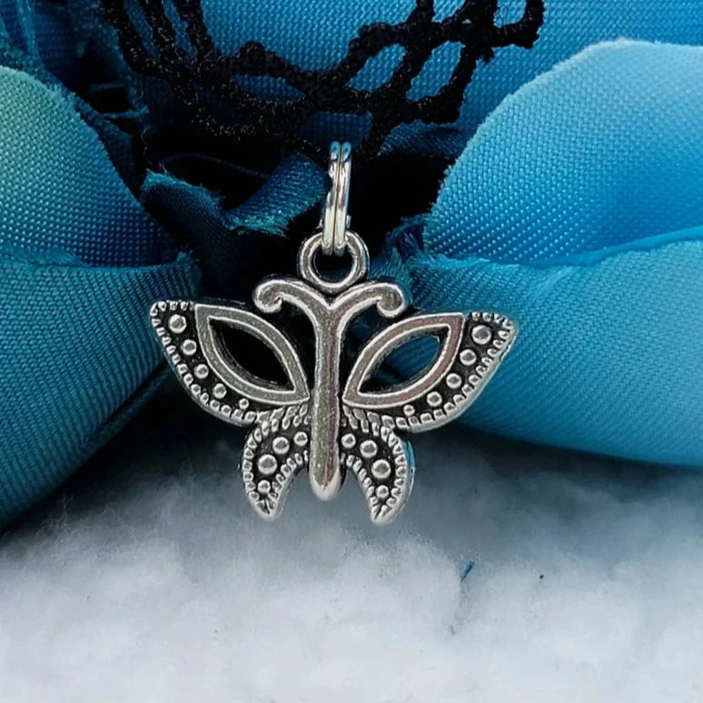 Silver Butterfly Choker, Small Pendant Necklace, Roaring 20's Design Pendant, Gatsby Style Jewelry