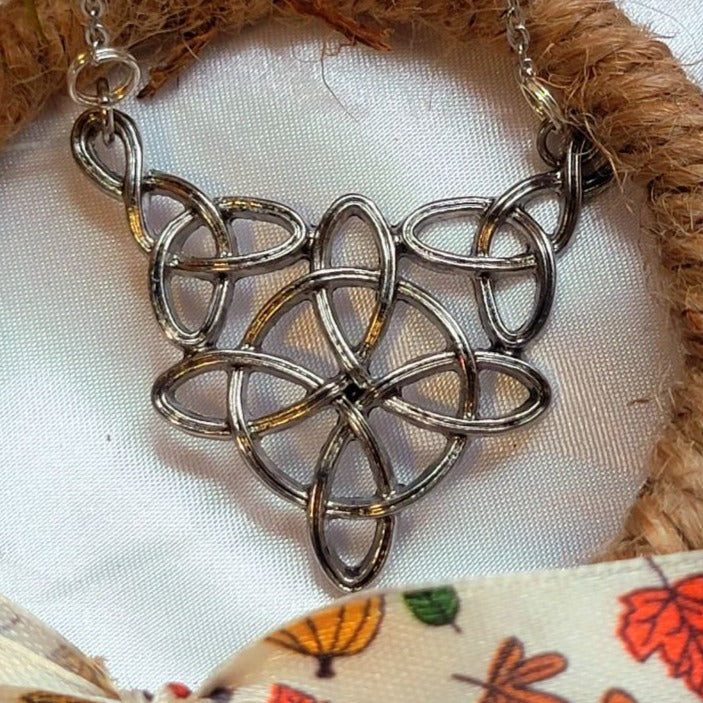 Eternal Celtic Knot Necklace, Irish Inspired Jewelry, Silver Trinity Themed Pendant, Unisex Accessory, Symbolic Charm