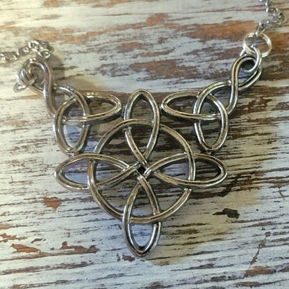 Eternal Celtic Knot Necklace, Irish Inspired Jewelry, Silver Trinity Themed Pendant, Unisex Accessory, Symbolic Charm